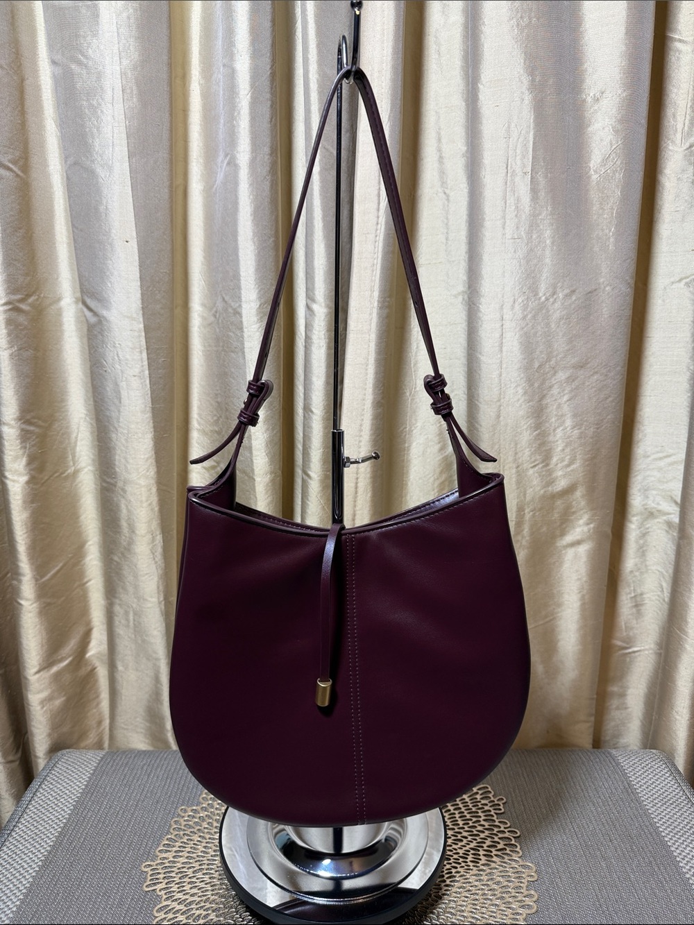 Zara Hobo Shoulder Bag - Burgundy